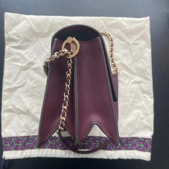 Tory Burch Robinson Shoulder Bag Burgundy - Picture 5 of 6